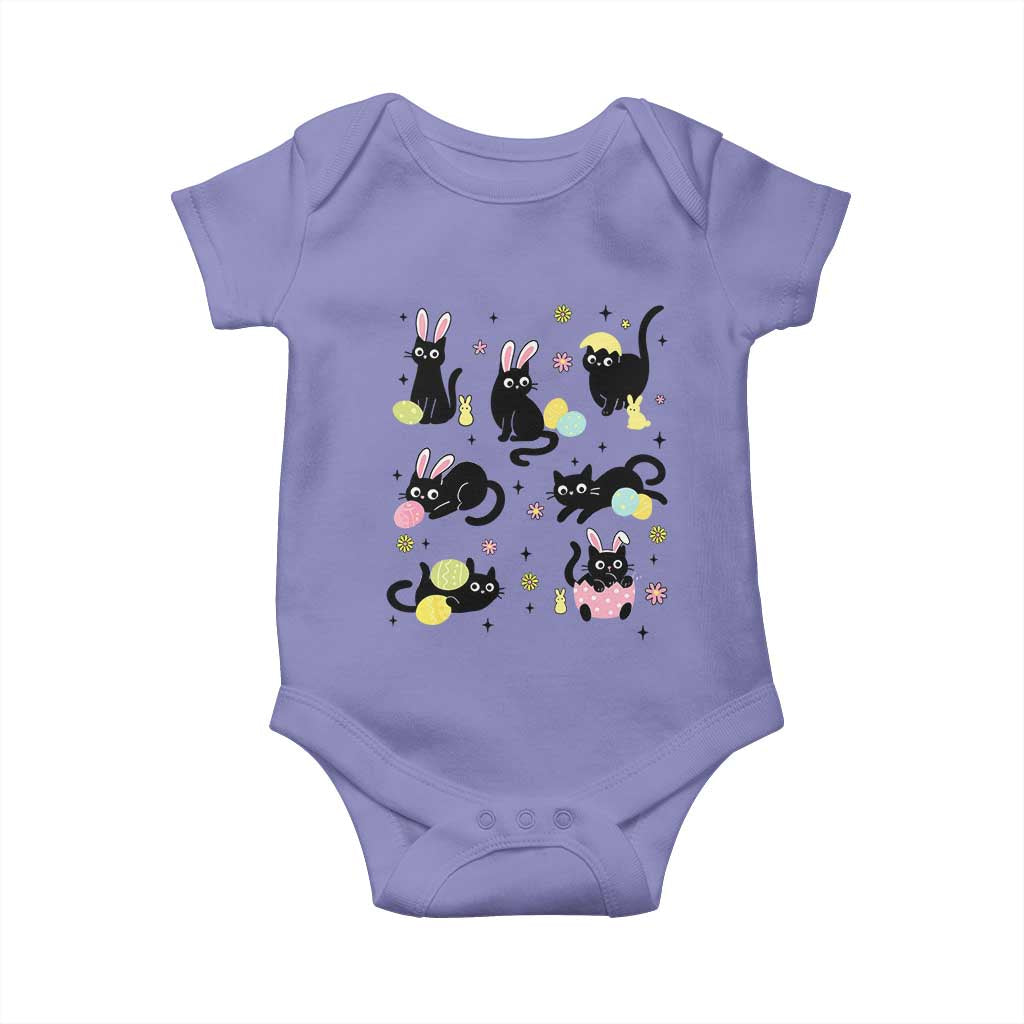 Funny Black Cat With Bunny Eggs Easter Day Baby Onesie
