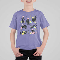 Funny Black Cat With Bunny Eggs Easter Day T Shirt For Kid