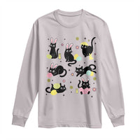 Funny Black Cat With Bunny Eggs Easter Day Long Sleeve Shirt