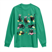 Funny Black Cat With Bunny Eggs Easter Day Long Sleeve Shirt