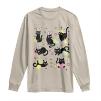 Funny Black Cat With Bunny Eggs Easter Day Long Sleeve Shirt