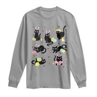Funny Black Cat With Bunny Eggs Easter Day Long Sleeve Shirt