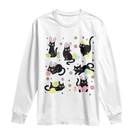 Funny Black Cat With Bunny Eggs Easter Day Long Sleeve Shirt