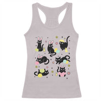 Funny Black Cat With Bunny Eggs Easter Day Racerback Tank Top