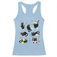 Funny Black Cat With Bunny Eggs Easter Day Racerback Tank Top