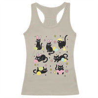 Funny Black Cat With Bunny Eggs Easter Day Racerback Tank Top