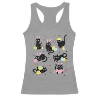 Funny Black Cat With Bunny Eggs Easter Day Racerback Tank Top