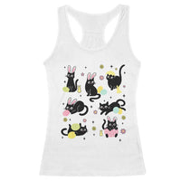 Funny Black Cat With Bunny Eggs Easter Day Racerback Tank Top