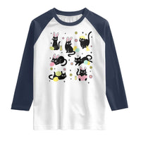 Funny Black Cat With Bunny Eggs Easter Day Raglan Shirt