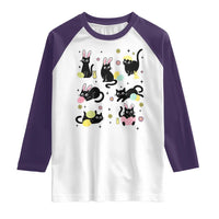 Funny Black Cat With Bunny Eggs Easter Day Raglan Shirt
