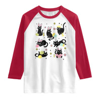 Funny Black Cat With Bunny Eggs Easter Day Raglan Shirt