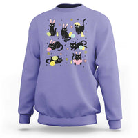 Funny Black Cat With Bunny Eggs Easter Day Sweatshirt