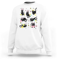 Funny Black Cat With Bunny Eggs Easter Day Sweatshirt