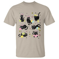 Funny Black Cat With Bunny Eggs Easter Day T Shirt