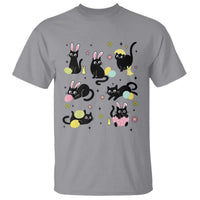 Funny Black Cat With Bunny Eggs Easter Day T Shirt