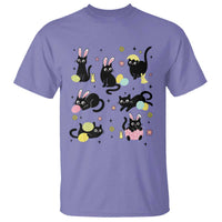 Funny Black Cat With Bunny Eggs Easter Day T Shirt
