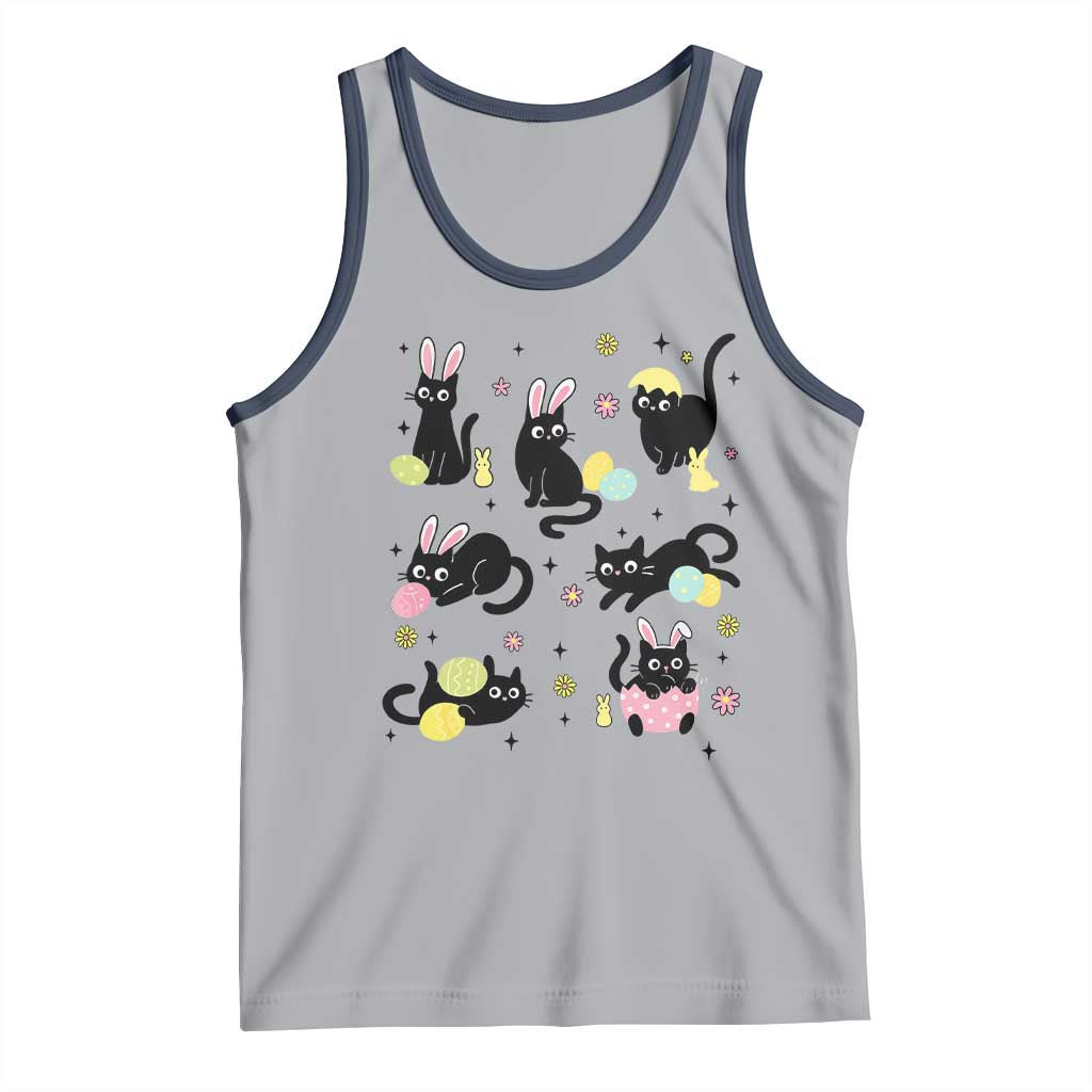 Funny Black Cat With Bunny Eggs Easter Day Tank Top