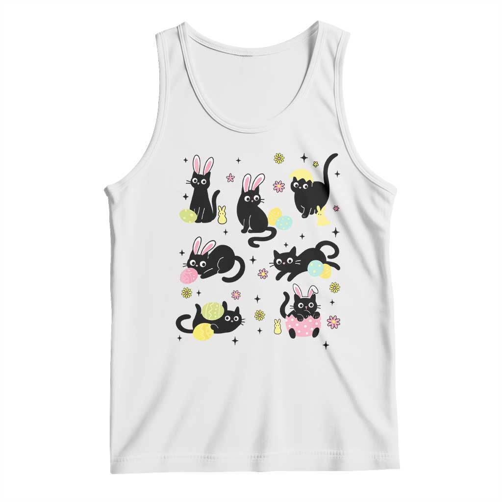 Funny Black Cat With Bunny Eggs Easter Day Tank Top