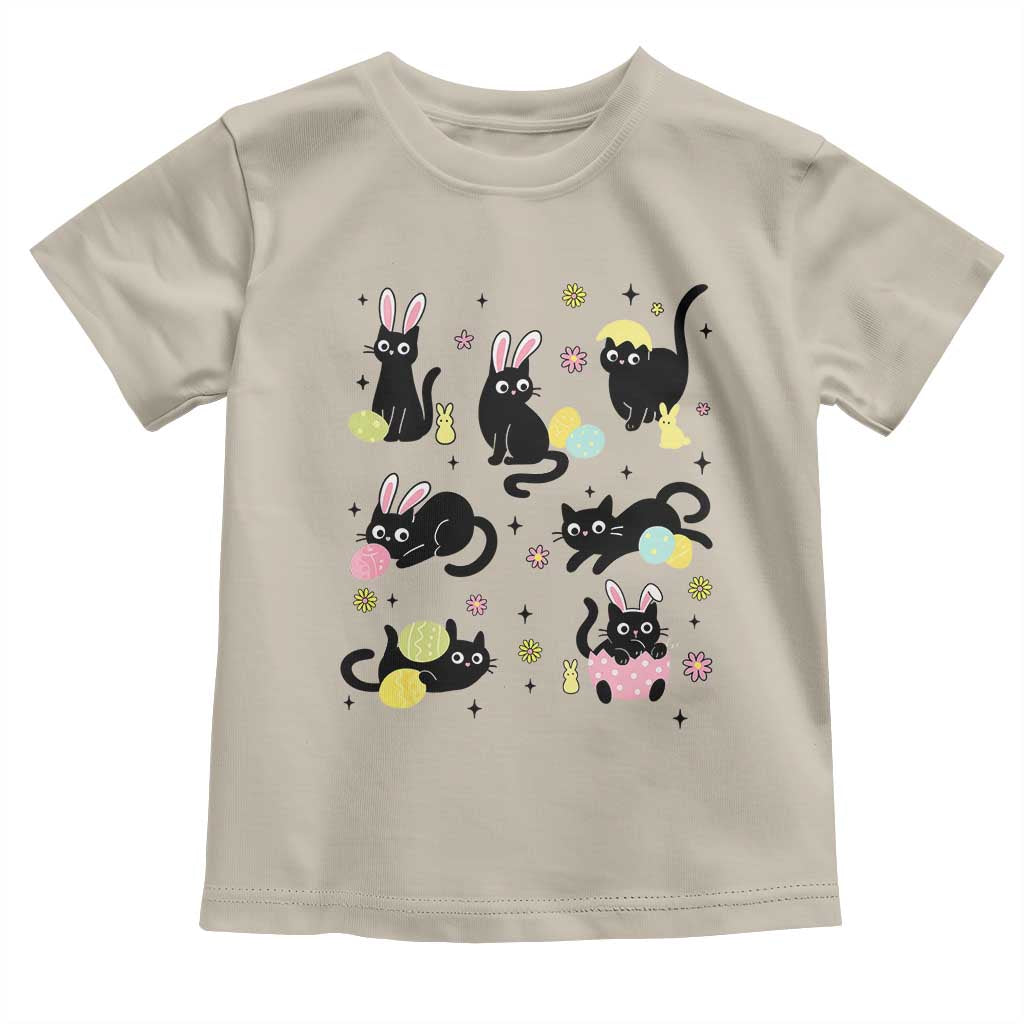 Funny Black Cat With Bunny Eggs Easter Day Toddler T Shirt