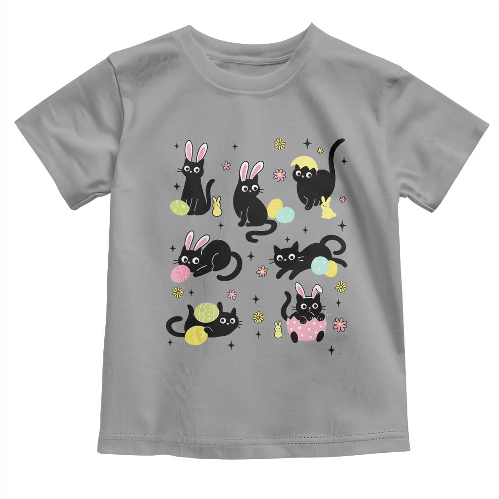 Funny Black Cat With Bunny Eggs Easter Day Toddler T Shirt
