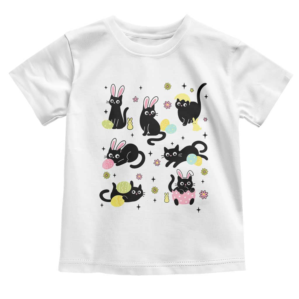 Funny Black Cat With Bunny Eggs Easter Day Toddler T Shirt