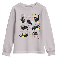 Funny Black Cat With Bunny Eggs Easter Day Youth Sweatshirt