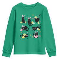 Funny Black Cat With Bunny Eggs Easter Day Youth Sweatshirt