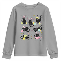 Funny Black Cat With Bunny Eggs Easter Day Youth Sweatshirt