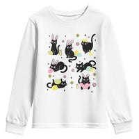 Funny Black Cat With Bunny Eggs Easter Day Youth Sweatshirt