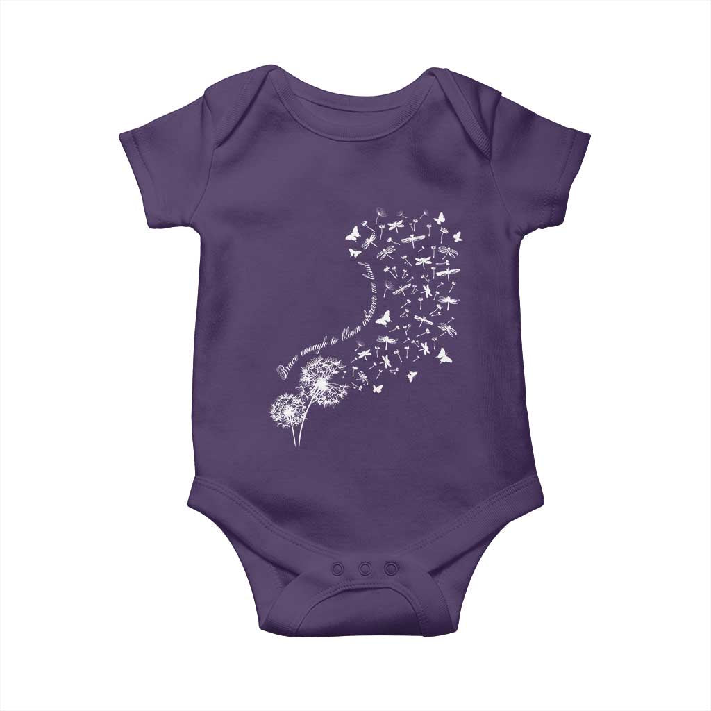 Military Child Month Baby Onesie Brave Enough To Bloom Wherever We Land Dandelion Flowers