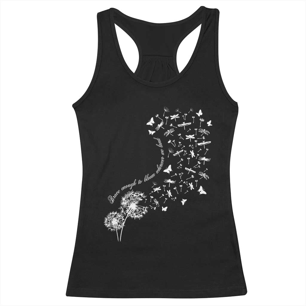 Military Child Month Racerback Tank Top Brave Enough To Bloom Wherever We Land Dandelion Flowers