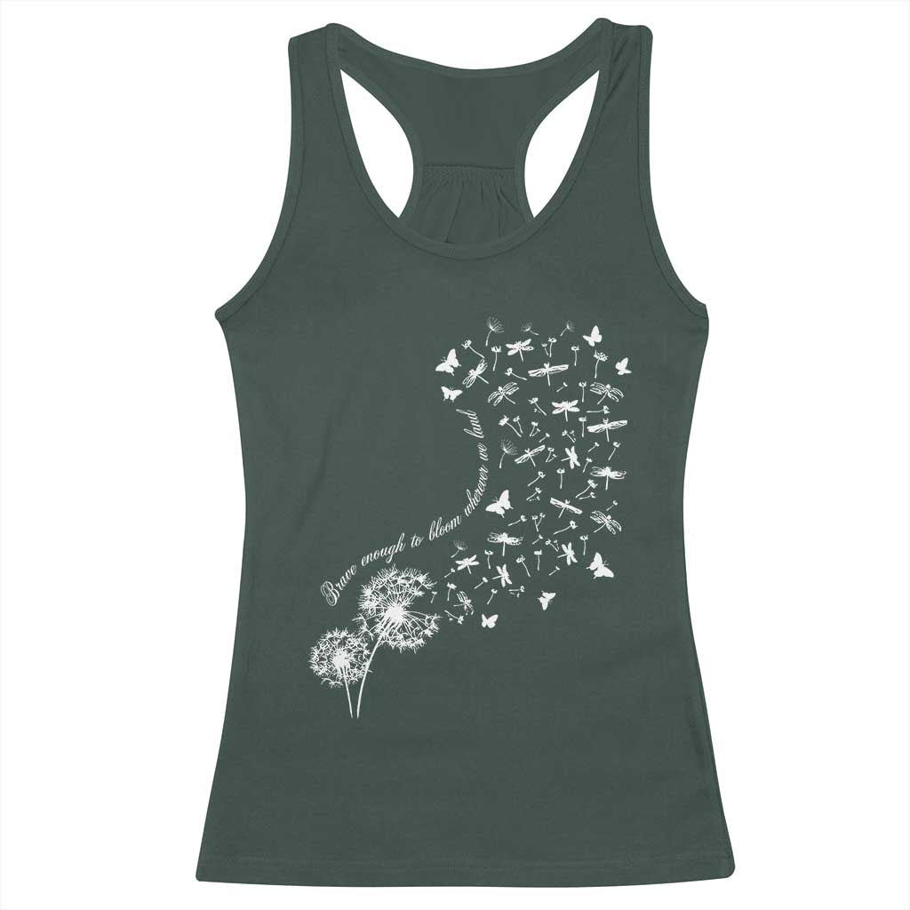 Military Child Month Racerback Tank Top Brave Enough To Bloom Wherever We Land Dandelion Flowers