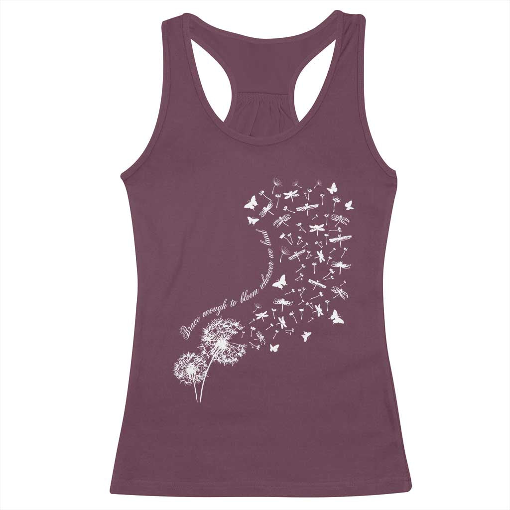 Military Child Month Racerback Tank Top Brave Enough To Bloom Wherever We Land Dandelion Flowers