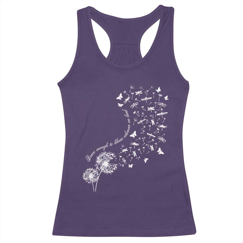 Military Child Month Racerback Tank Top Brave Enough To Bloom Wherever We Land Dandelion Flowers