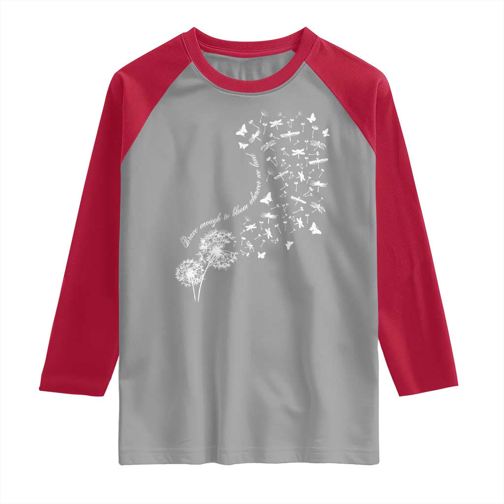 Military Child Month Raglan Shirt Brave Enough To Bloom Wherever We Land Dandelion Flowers