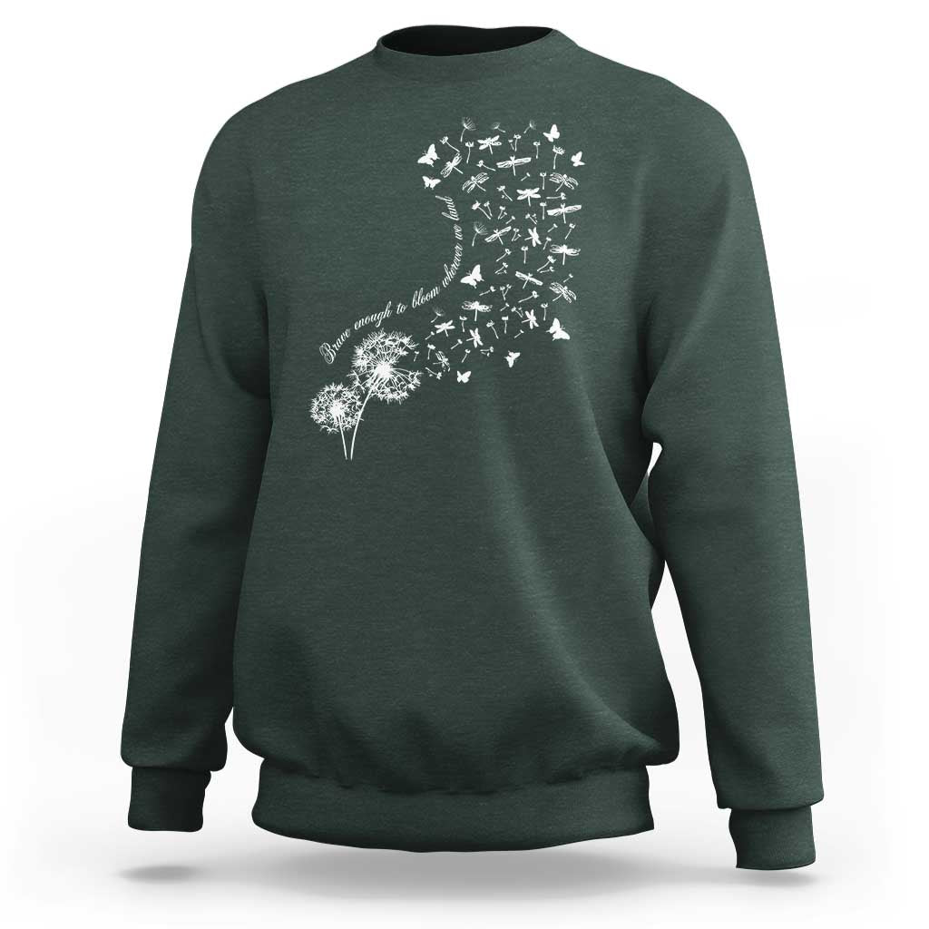 Military Child Month Sweatshirt Brave Enough To Bloom Wherever We Land Dandelion Flowers
