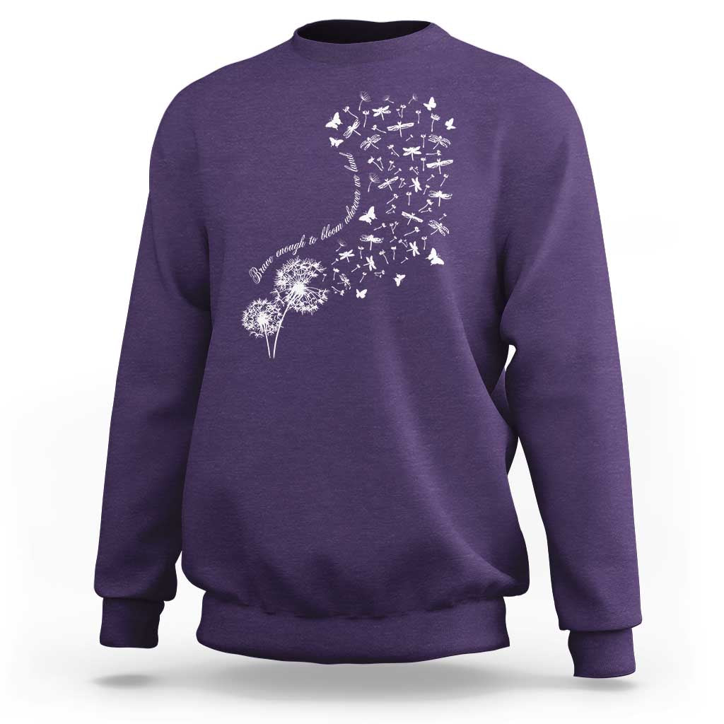 Military Child Month Sweatshirt Brave Enough To Bloom Wherever We Land Dandelion Flowers
