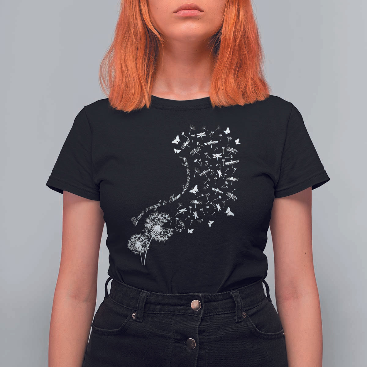 Military Child Month T Shirt For Women Brave Enough To Bloom Wherever We Land Dandelion Flowers