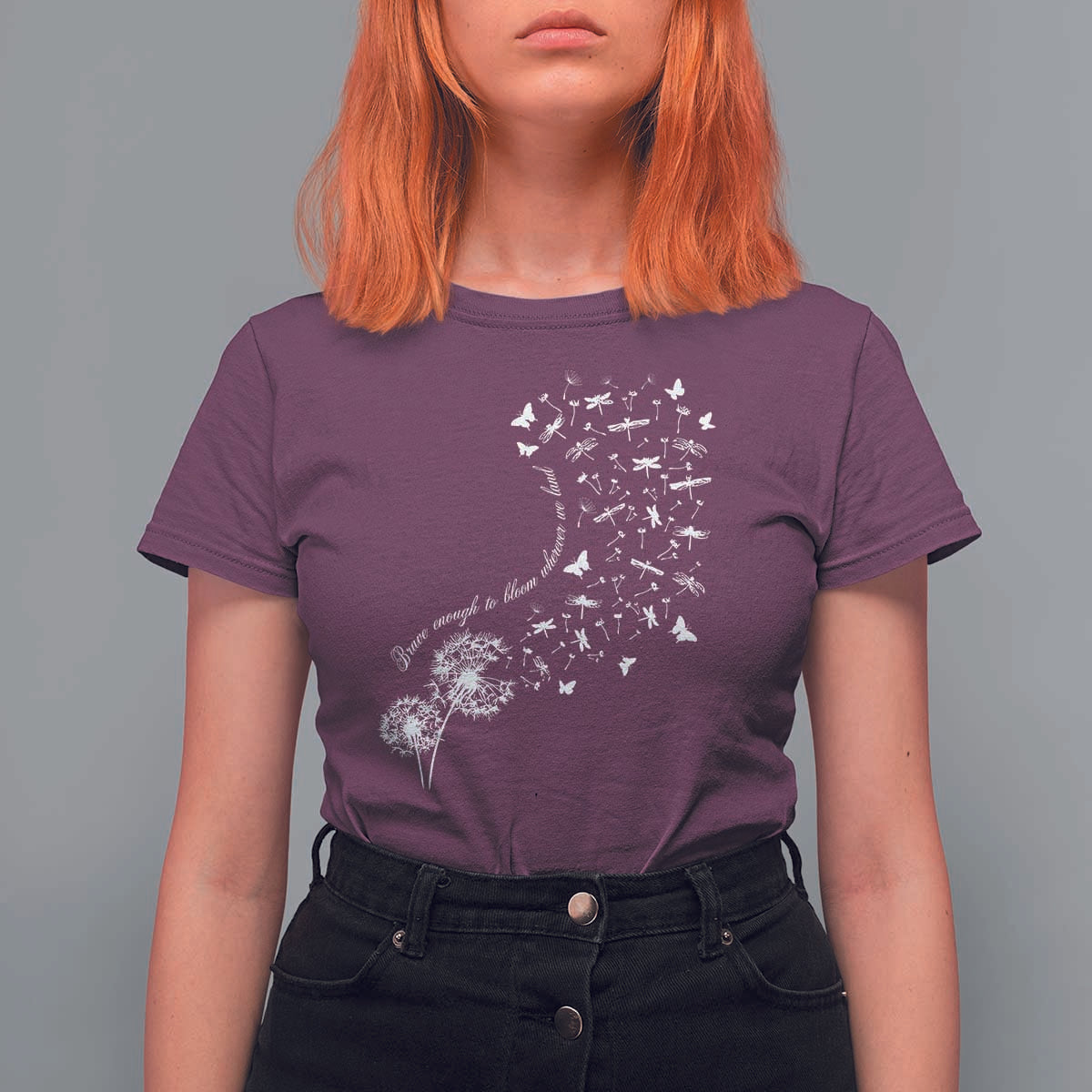 Military Child Month T Shirt For Women Brave Enough To Bloom Wherever We Land Dandelion Flowers