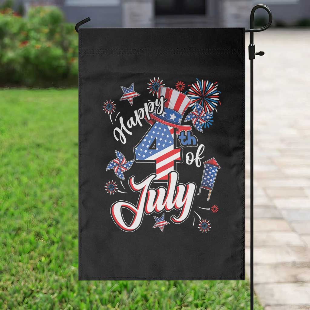 Funny Patriotic Independence Day Garden Flag Happy 4th Of July American Firework