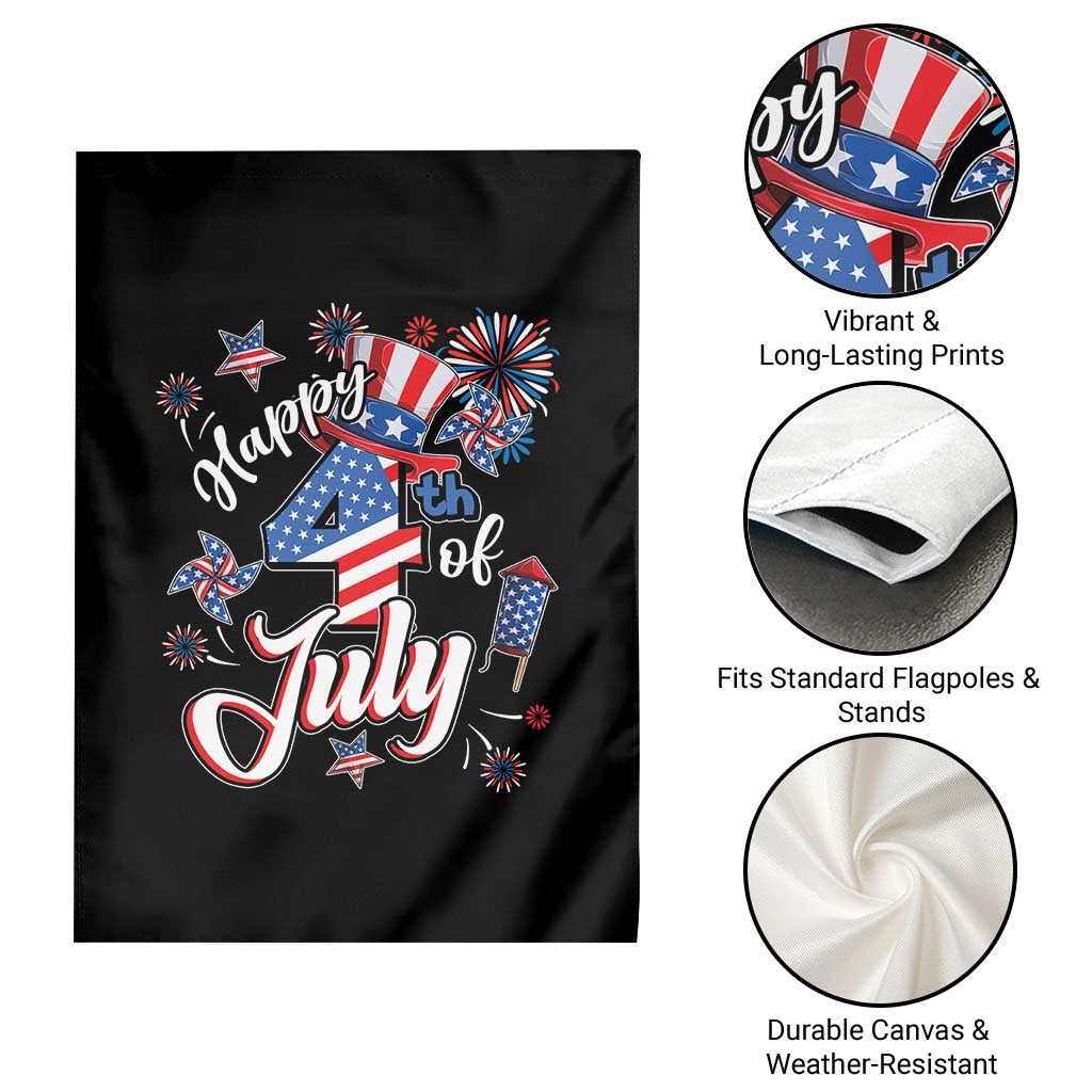Funny Patriotic Independence Day Garden Flag Happy 4th Of July American Firework