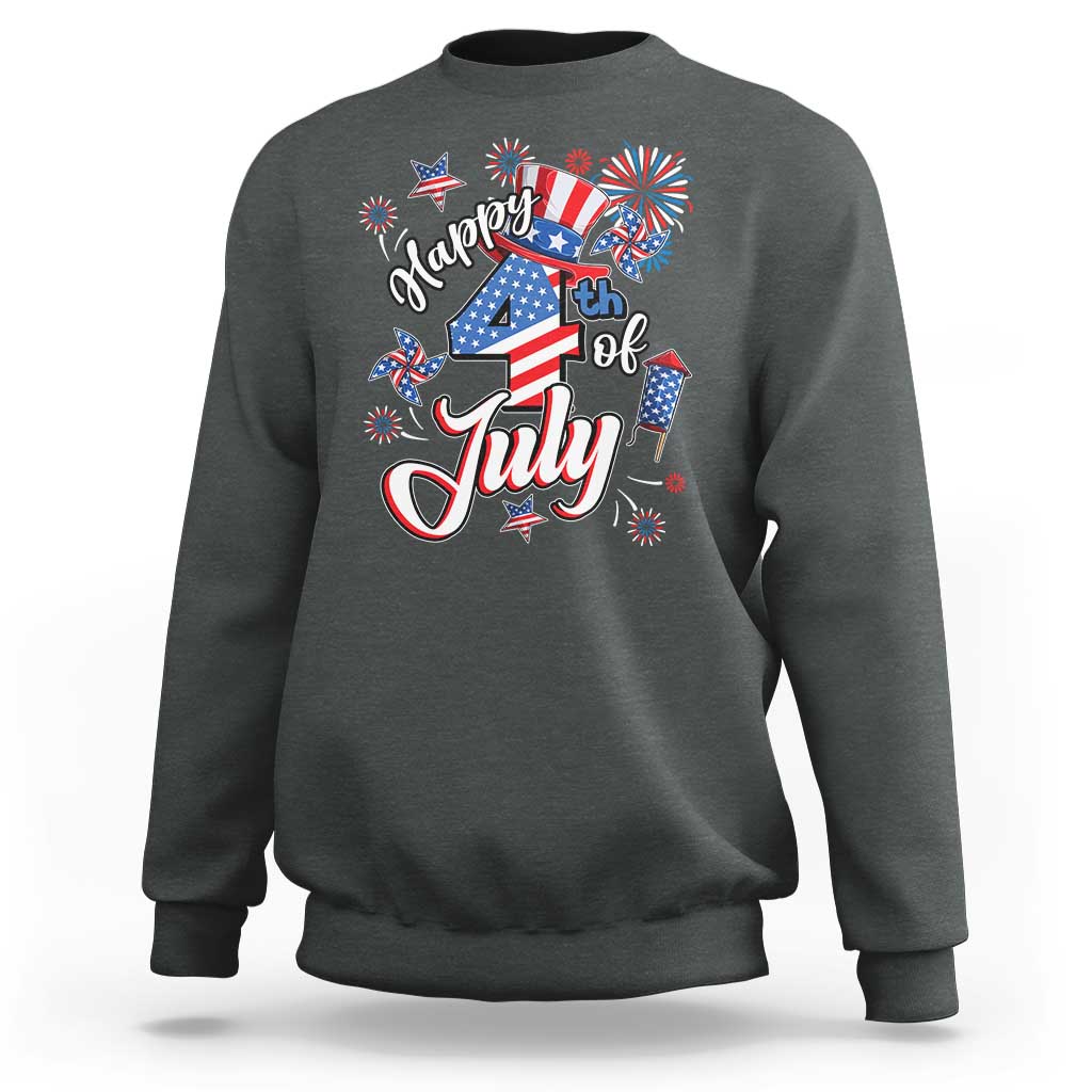 Funny Patriotic Independence Day Sweatshirt Happy 4th Of July American Firework - Wonder Print Shop