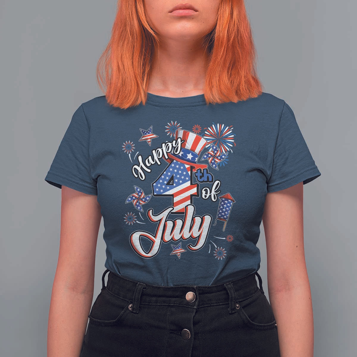 Funny Patriotic Independence Day T Shirt For Women Happy 4th Of July American Firework - Wonder Print Shop