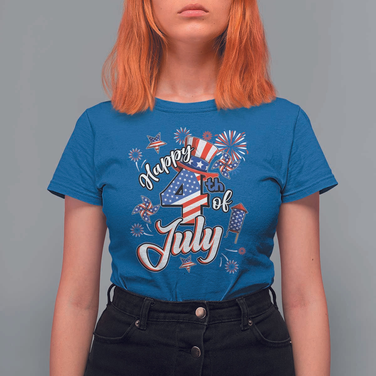 Funny Patriotic Independence Day T Shirt For Women Happy 4th Of July American Firework - Wonder Print Shop