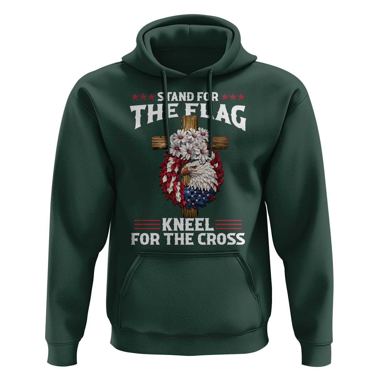 Christian Faith Hoodie 4th Of July Stand For The Flag Kneel For The Cross USA Flag - Wonder Print Shop