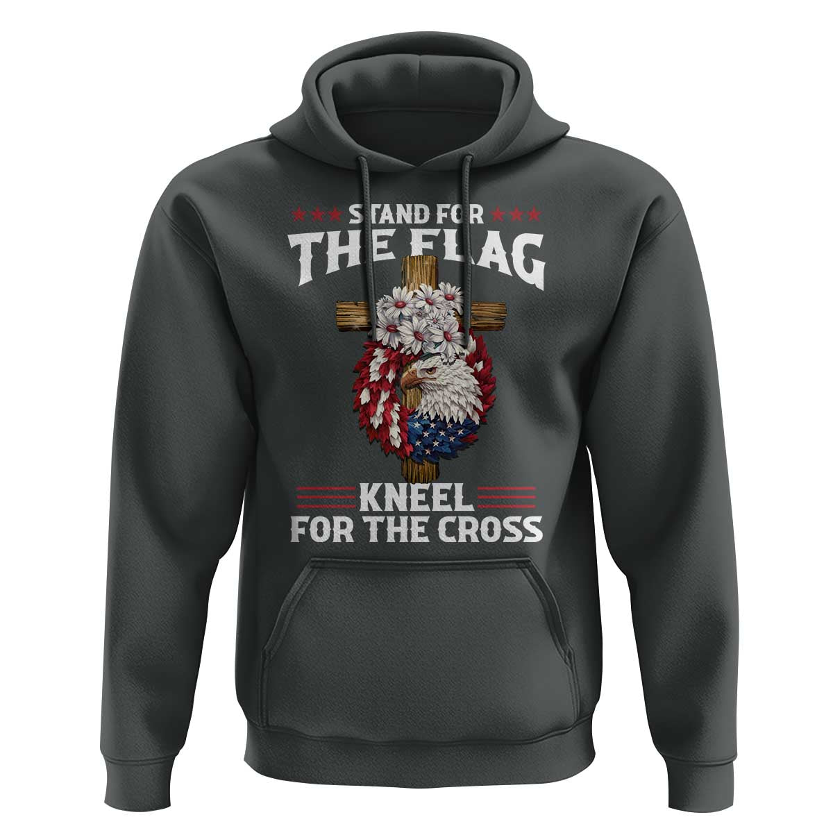 Christian Faith Hoodie 4th Of July Stand For The Flag Kneel For The Cross USA Flag - Wonder Print Shop