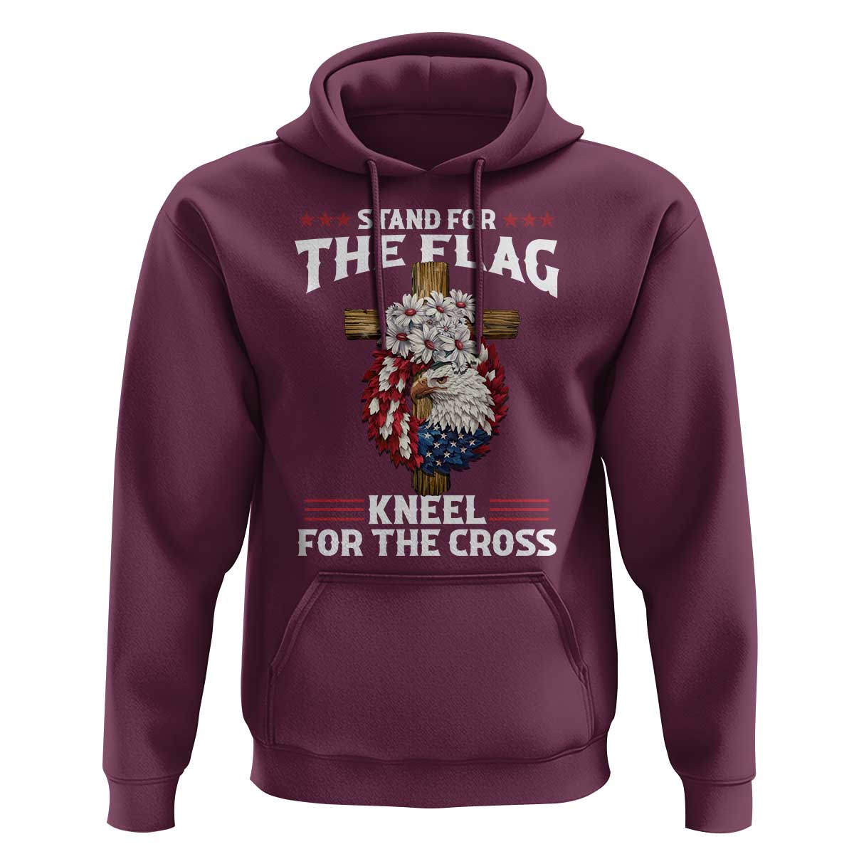 Christian Faith Hoodie 4th Of July Stand For The Flag Kneel For The Cross USA Flag - Wonder Print Shop