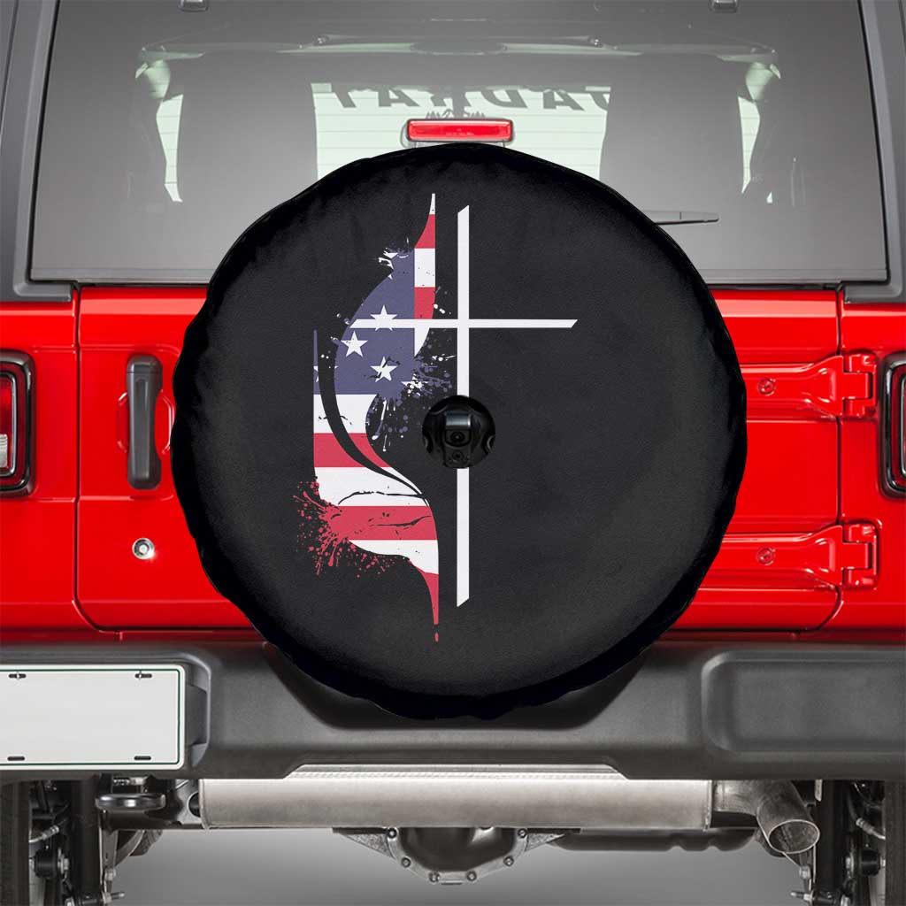4th Of July Spare Tire Cover Christian Faith American Flag Cross
