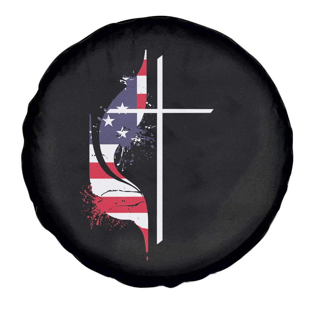 4th Of July Spare Tire Cover Christian Faith American Flag Cross