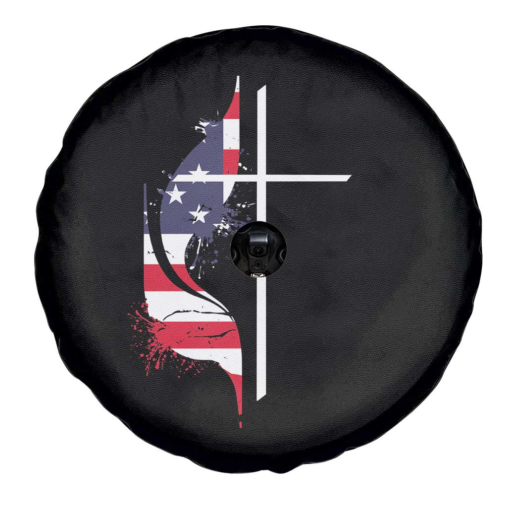 4th Of July Spare Tire Cover Christian Faith American Flag Cross